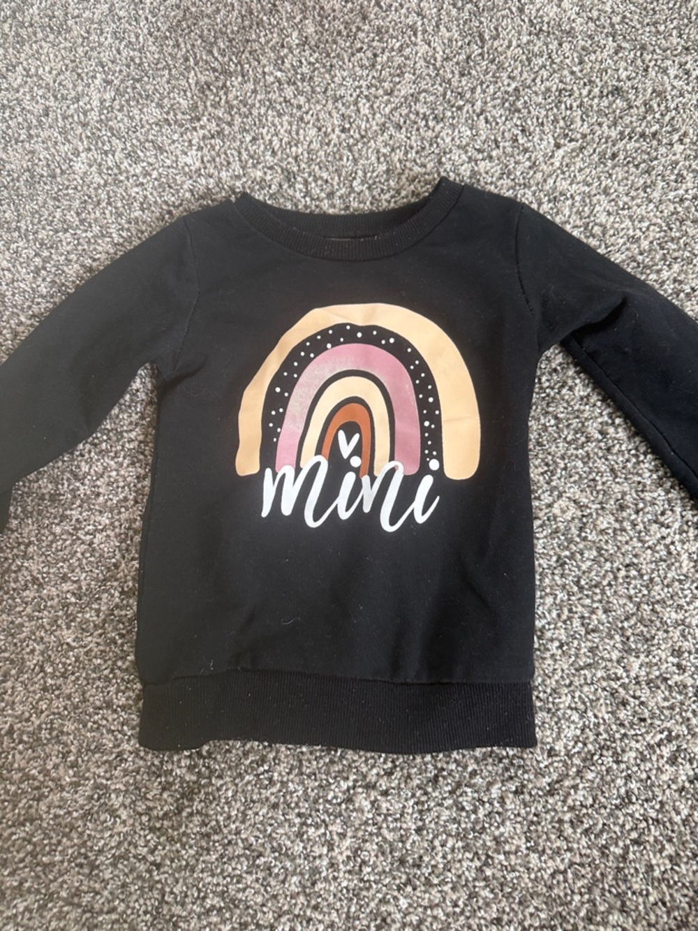 Toddler Girl Black 'Mini' Rainbow Graphic Kids Sweatshirt Size 2T